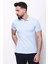 Düz Mavi Renk Slim Fit Polo Yaka Basic Erkek T-Shirt 3