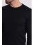 Düz Siyah Renk Slim Fit Uzun Kollu Bisiklet Yaka Erkek T-shirt 2