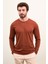 Düz Kiremit Rengi Slim Fit Uzun Kollu Bisiklet Yaka Erkek T-shirt 1