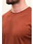 Düz Kiremit Rengi Slim Fit Uzun Kollu Bisiklet Yaka Erkek T-shirt 2