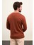 Düz Kiremit Rengi Slim Fit Uzun Kollu Bisiklet Yaka Erkek T-shirt 3