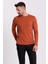 Düz Kiremit Rengi Slim Fit Uzun Kollu Bisiklet Yaka Erkek T-shirt 4