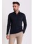 Düz Lacivert Renk Slim Fit Uzun Kollu Polo Yaka Erkek T-Shirt 3