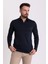 Düz Lacivert Renk Slim Fit Uzun Kollu Polo Yaka Erkek T-Shirt 4