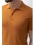 Düz Kamel Rengi Slim Fit Polo Yaka Basic Erkek T-Shirt 2