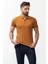Düz Kamel Rengi Slim Fit Polo Yaka Basic Erkek T-Shirt 3
