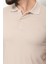 Düz Bej Rengi Slim Fit Polo Yaka Basic Erkek T-Shirt 2