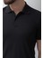 Düz Siyah Renk Slim Fit Polo Yaka Basic Erkek T-Shirt 2
