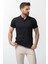 Düz Siyah Renk Slim Fit Polo Yaka Basic Erkek T-Shirt 3