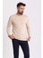 Düz Bej Rengi Slim Fit Uzun Kollu Bisiklet Yaka Erkek T-shirt 2