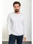Düz Beyaz Renk Slim Fit Uzun Kollu Bisiklet Yaka Erkek T-Shirt 1