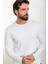 Düz Beyaz Renk Slim Fit Uzun Kollu Bisiklet Yaka Erkek T-Shirt 4