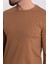 Düz Kamel Rengi Slim Fit Uzun Kollu Bisiklet Yaka Erkek T-shirt 2