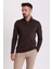 Düz Kahverengi Slim Fit Uzun Kollu Polo Yaka Erkek T-Shirt 4