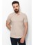 Düz Bej Rengi Slim Fit Polo Yaka Basic Erkek T-Shirt 4