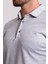 Çizgili Parçalı Gri Renk Slim Fit Uzun Kollu Polo Yaka Erkek T-shirt 2