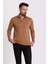 Düz Kamel Rengi Slim Fit Uzun Kollu Polo Yaka Erkek T-shirt 4