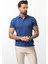 Duz Saks Rengi Slim Fit Polo Yaka Erkek T-shirt 3