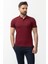 Düz Bordo Rengi Slim Fit Polo Yaka Basic Erkek T-Shirt 3