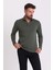Düz Haki Rengi Slim Fit Uzun Kollu Polo Yaka Erkek T-Shirt 2