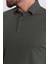 Düz Haki Rengi Slim Fit Uzun Kollu Polo Yaka Erkek T-Shirt 5
