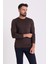 Düz Kahverengi Slim Fit Uzun Kollu Bisiklet Yaka Erkek T-shirt 3