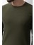 Haki Rengi Slim Fit Uzun Kollu Bisiklet Yaka Erkek T-shirt 2