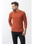 Kiremit Rengi Slim Fit Uzun Kollu Bisiklet Yaka Erkek T-shirt 4