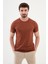 Duz Kiremit Rengi Slim Fit Bisiklet Yaka Basıc Erkek T-shirt 1