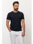 Duz Lacivert Renk Slim Fit Bisiklet Yaka Basıc Erkek T-Shirt 1