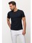 Duz Lacivert Renk Slim Fit Bisiklet Yaka Basıc Erkek T-Shirt 4
