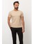 Duz Bej Rengi Slim Fit Bisiklet Yaka Basıc Erkek T-Shirt 1