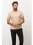 Duz Bej Rengi Slim Fit Bisiklet Yaka Basıc Erkek T-Shirt 4