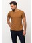 Duz Kamel Rengi Slim Fit Bisiklet Yaka Basıc Erkek T-Shirt 1