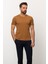 Duz Kamel Rengi Slim Fit Bisiklet Yaka Basıc Erkek T-Shirt 3