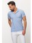 Desenli Mavi Renk Slim Fit Apaç Yaka Erkek T-shirt 4