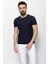 Desenli Lacivert Renk Slim Fit Bisiklet Yaka Erkek T-shirt 1