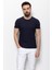 Desenli Lacivert Renk Slim Fit Bisiklet Yaka Erkek T-shirt 3