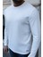 Ekru Rengi Slim Fit Uzun Kollu Bisiklet Yaka Erkek T-shirt 1