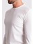 Ekru Rengi Slim Fit Uzun Kollu Bisiklet Yaka Erkek T-shirt 3