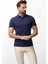 Duz Lacivert Renk Slim Fit Polo Yaka Erkek T-shirt 3
