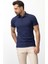 Duz Lacivert Renk Slim Fit Polo Yaka Erkek T-shirt 4