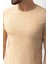 Desenli Bej Rengi Slim Fit Bisiklet Yaka Erkek T-shirt 2
