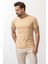 Desenli Bej Rengi Slim Fit Bisiklet Yaka Erkek T-shirt 3