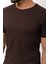 Duz Kahverengi Slim Fit Bisiklet Yaka Basıc Erkek T-shirt 2