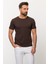 Duz Kahverengi Slim Fit Bisiklet Yaka Basıc Erkek T-shirt 3