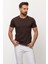Duz Kahverengi Slim Fit Bisiklet Yaka Basıc Erkek T-shirt 4