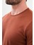 Duz Kiremit Rengi Slim Fit Bisiklet Yaka Basıc Erkek T-shirt 2