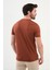 Duz Kiremit Rengi Slim Fit Bisiklet Yaka Basıc Erkek T-shirt 3