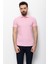 Duz Pembe Renk Slim Fit Polo Yaka Erkek T-shirt 3